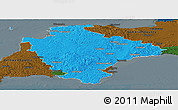 Political Panoramic Map of Devon County, darken