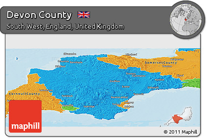 Political Panoramic Map of Devon County