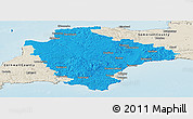 Political Panoramic Map of Devon County, shaded relief outside