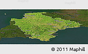 Satellite Panoramic Map of Devon County, darken