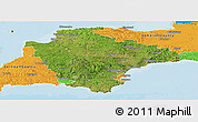 Satellite Panoramic Map of Devon County, political outside