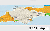 Shaded Relief Panoramic Map of Devon County, political outside