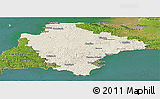 Shaded Relief Panoramic Map of Devon County, satellite outside