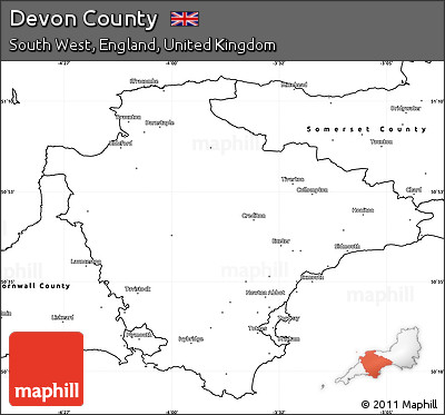 Blank Simple Map of Devon County