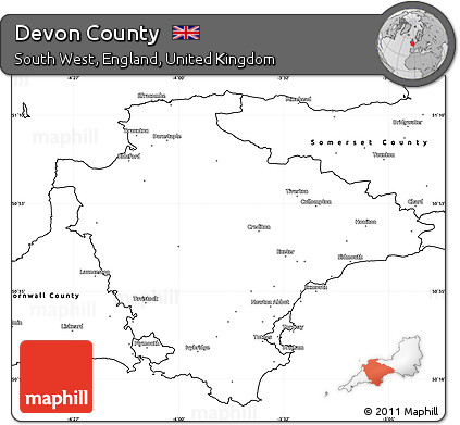 Blank Simple Map of Devon County