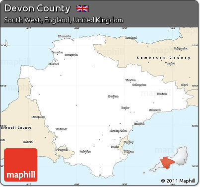 Classic Style Simple Map of Devon County