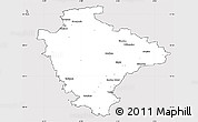 Silver Style Simple Map of Devon County, cropped outside