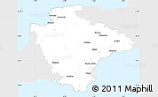 Silver Style Simple Map of Devon County, single color outside