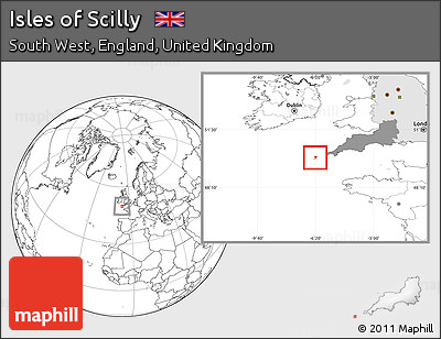 Blank Location Map of Isles of Scilly, highlighted parent region, highlighted grandparent region