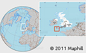 Gray Location Map of Isles of Scilly, highlighted country, highlighted parent region, within the entire country