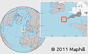 Gray Location Map of Isles of Scilly, highlighted country, highlighted parent region