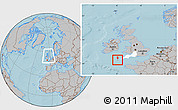 Gray Location Map of Isles of Scilly, highlighted parent region, within the entire country, hill shading