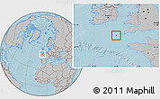 Gray Location Map of Isles of Scilly, hill shading