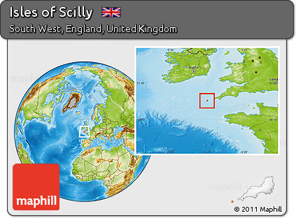 Physical Location Map of Isles of Scilly