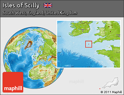 Physical Location Map of Isles of Scilly