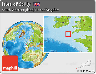 Physical Location Map of Isles of Scilly