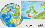 Physical Location Map of Isles of Scilly, highlighted parent region, within the entire country