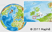 Physical Location Map of Isles of Scilly, highlighted parent region, highlighted grandparent region, within the entire country