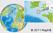 Physical Location Map of Isles of Scilly, highlighted parent region, highlighted grandparent region