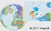 Political Location Map of Isles of Scilly, highlighted grandparent region, within the entire country