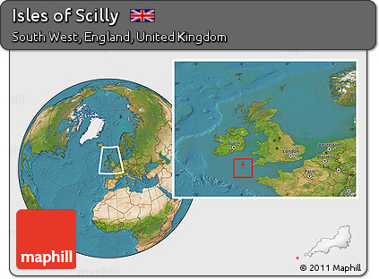 Satellite Location Map of Isles of Scilly, within the entire country