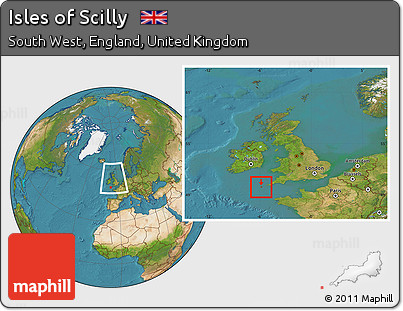 Satellite Location Map of Isles of Scilly, within the entire country