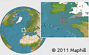 Satellite Location Map of Isles of Scilly, highlighted country, highlighted parent region