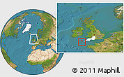 Satellite Location Map of Isles of Scilly, highlighted parent region, within the entire country