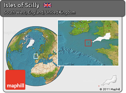 Satellite Location Map of Isles of Scilly, highlighted parent region