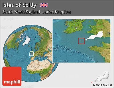 Satellite Location Map of Isles of Scilly, highlighted parent region