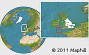 Satellite Location Map of Isles of Scilly, highlighted parent region, highlighted grandparent region, within the entire country