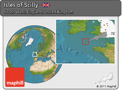 Satellite Location Map of Isles of Scilly, highlighted parent region, highlighted grandparent region