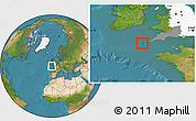 Satellite Location Map of Isles of Scilly, highlighted parent region, highlighted grandparent region