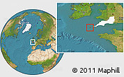 Satellite Location Map of Isles of Scilly, highlighted parent region