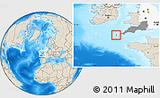 Shaded Relief Location Map of Isles of Scilly, highlighted parent region, highlighted grandparent region