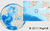 Shaded Relief Location Map of Isles of Scilly, highlighted parent region