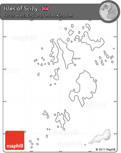 Blank Simple Map of Isles of Scilly