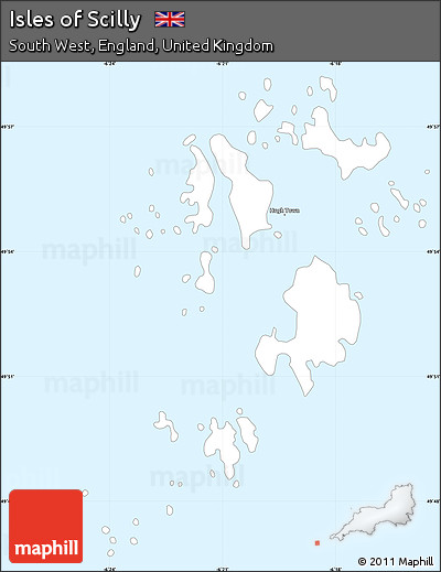 Classic Style Simple Map of Isles of Scilly