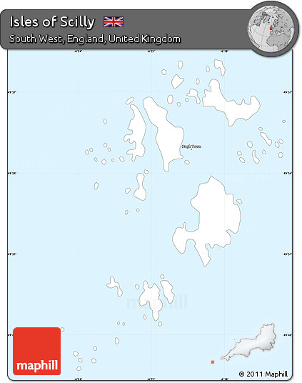 Classic Style Simple Map of Isles of Scilly