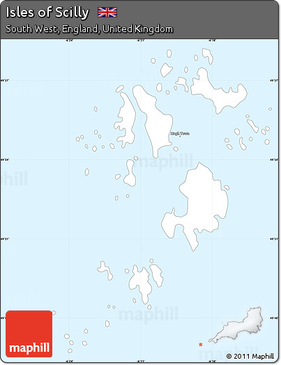 Classic Style Simple Map of Isles of Scilly
