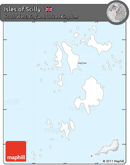 Gray Simple Map of Isles of Scilly