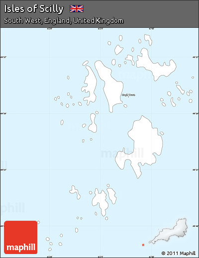 Gray Simple Map of Isles of Scilly