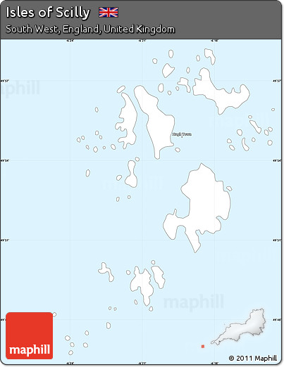 Gray Simple Map of Isles of Scilly