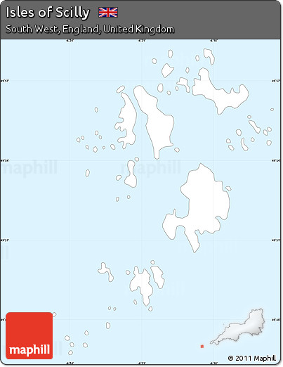 Gray Simple Map of Isles of Scilly, single color outside