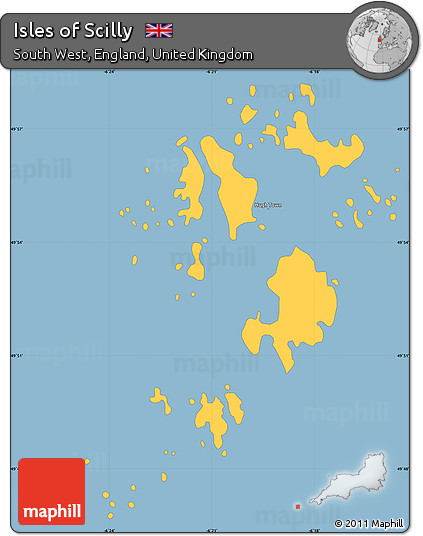 Savanna Style Simple Map of Isles of Scilly