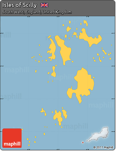Savanna Style Simple Map of Isles of Scilly, single color outside