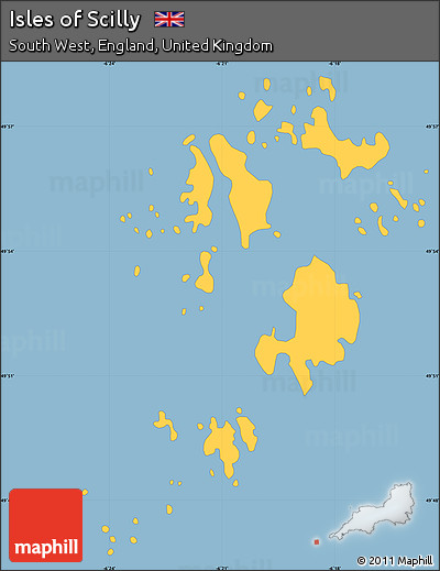 Savanna Style Simple Map of Isles of Scilly, single color outside