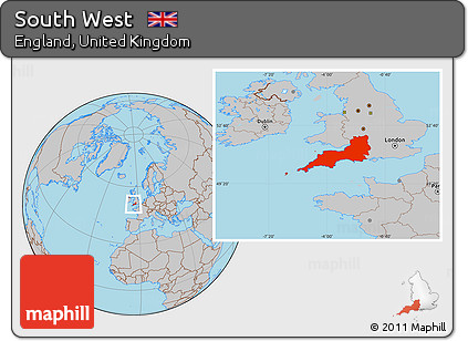 Gray Location Map of South West