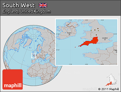 Gray Location Map of South West