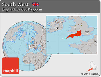 Gray Location Map of South West